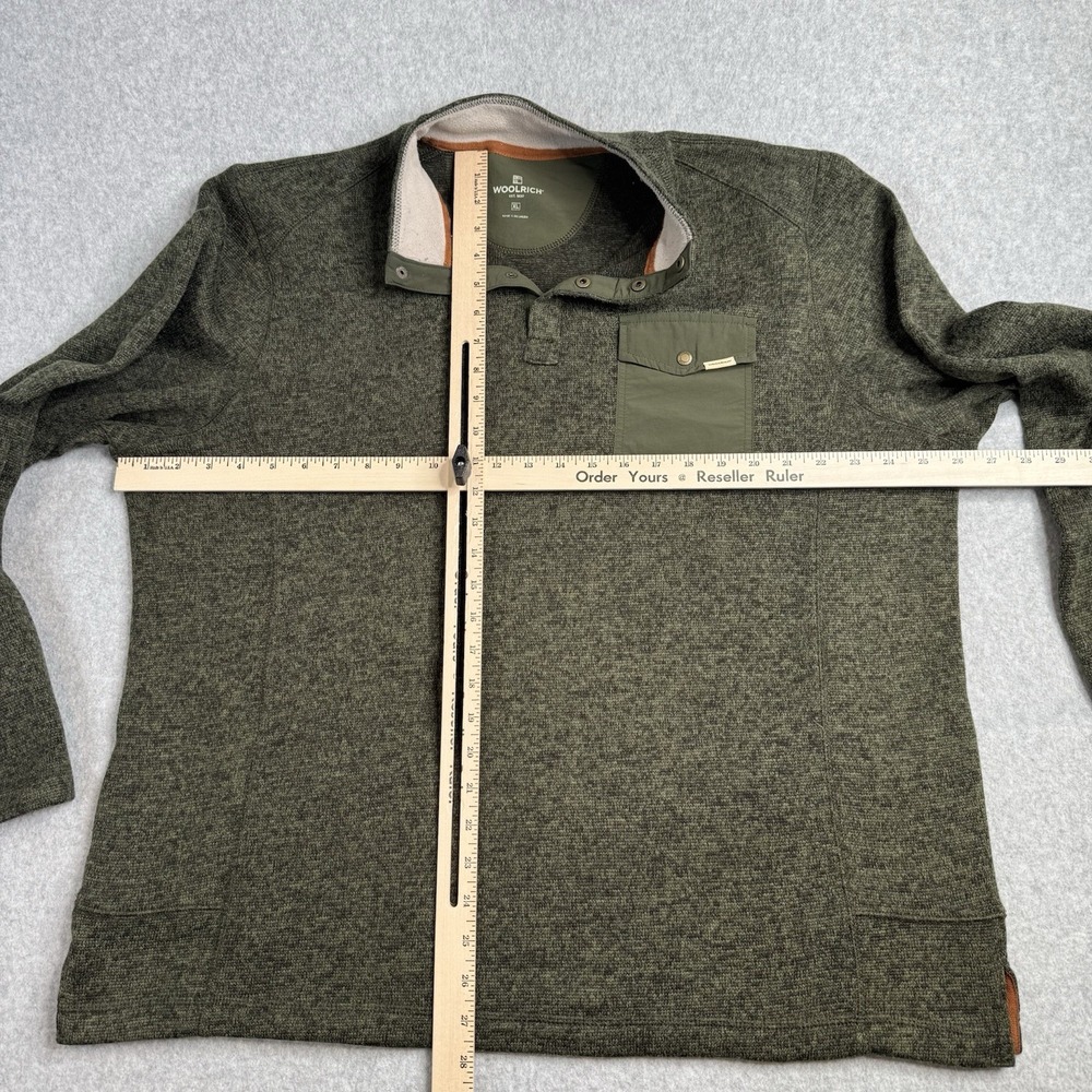 Woolrich Mens 1/4 Snap Pullover Sweater Size XL Army/Olive Chest Pocket EUC - Picture 4 of 10